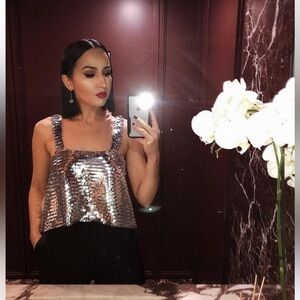 Zara Silver Sequin Crop Top